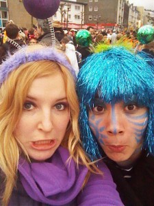 My cousin (a butterfly) and me (an alien).