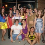 The whole gang! We dressed up as Disney princesses, princes, etc for Halloween one year.