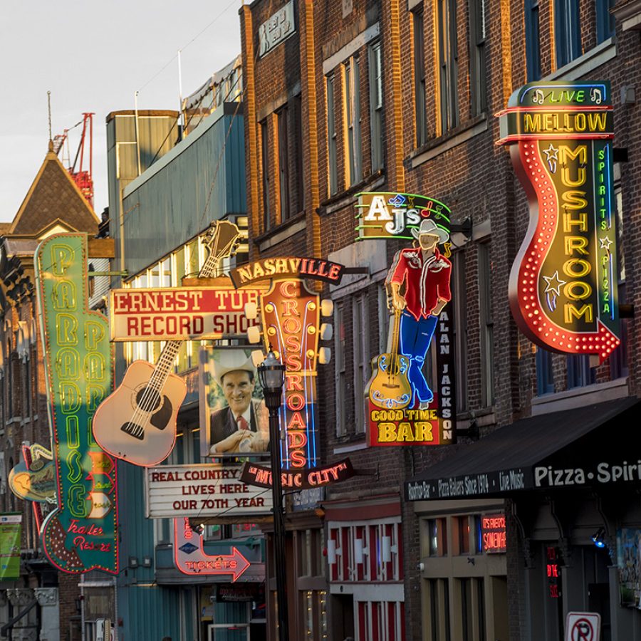Downtown Nashville street scenes along Broadway and in The Gulch.(John Russell/Vanderbilt University)