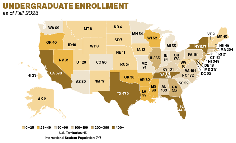 Undergraduate Enrollment Map Fall 2023