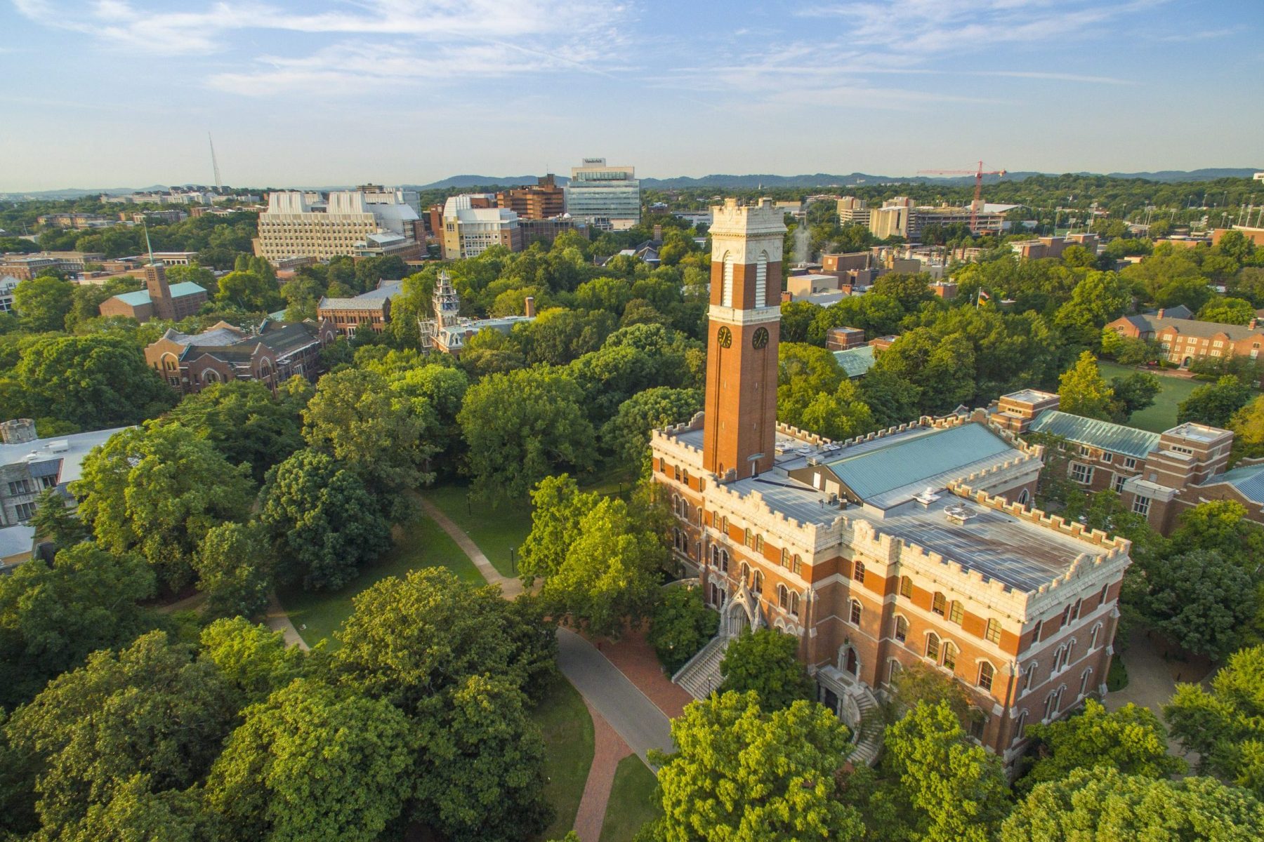 aerial campus photo with Kirkland Hall