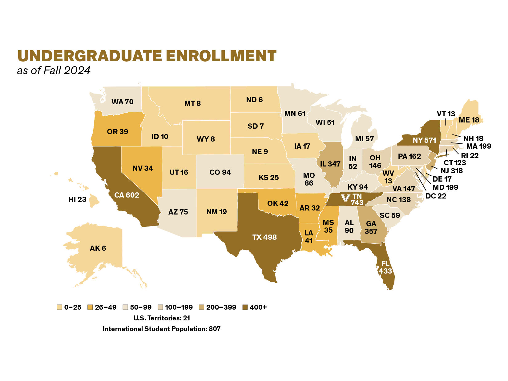 Undergraduate Enrollment Map Fall 2023