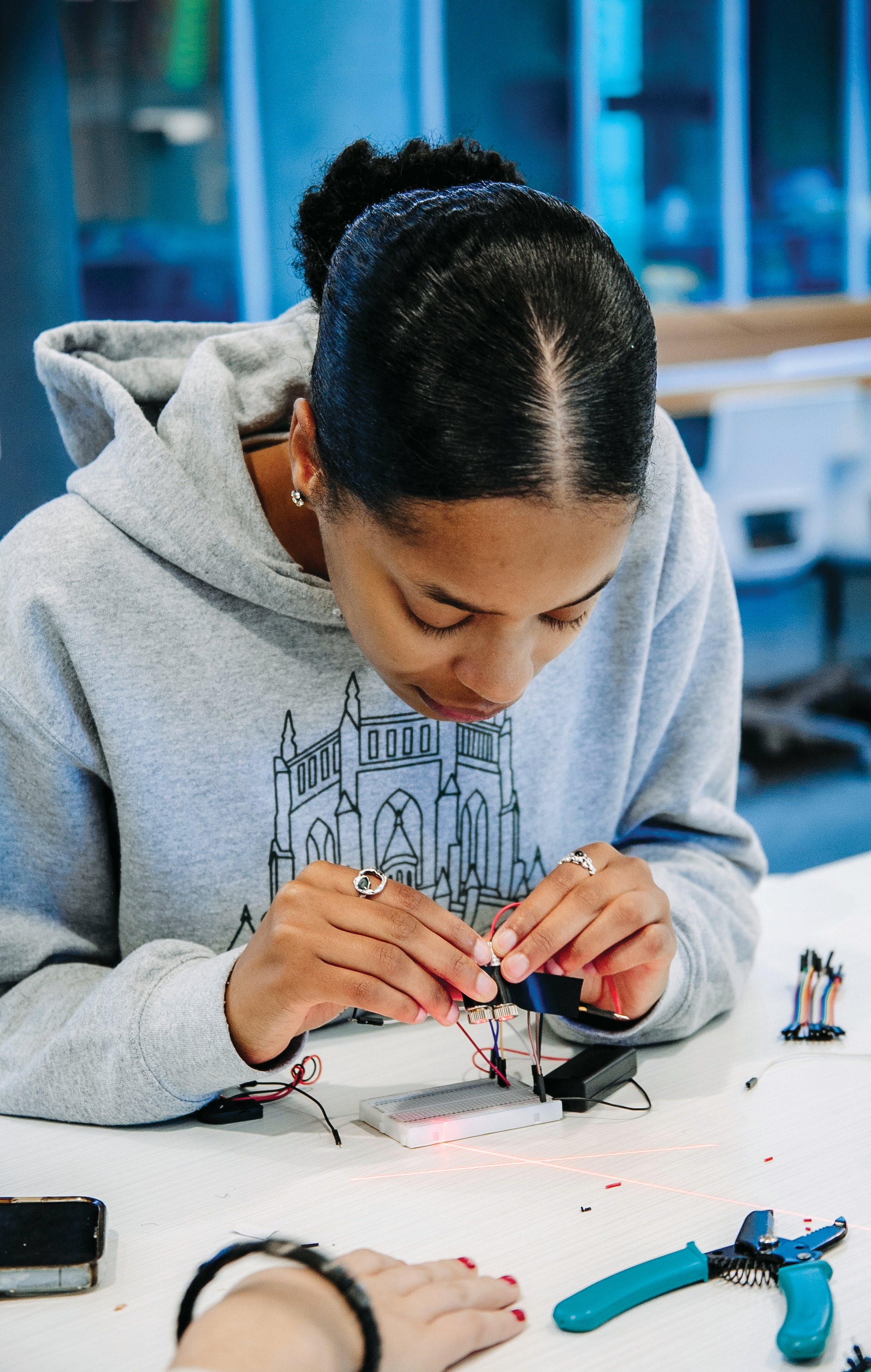 Engineering lab student